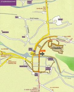 Plan de Saint Jean Pied de Port et gîte Ultreïa